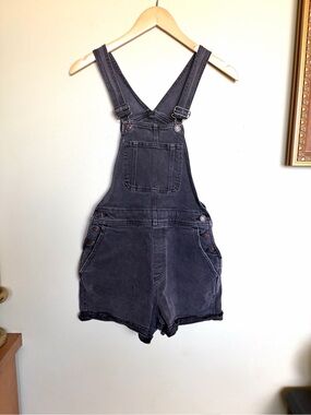 Hollister Black Washed Denim Short Overalls Size XXS Country Cowgirl Outdoors